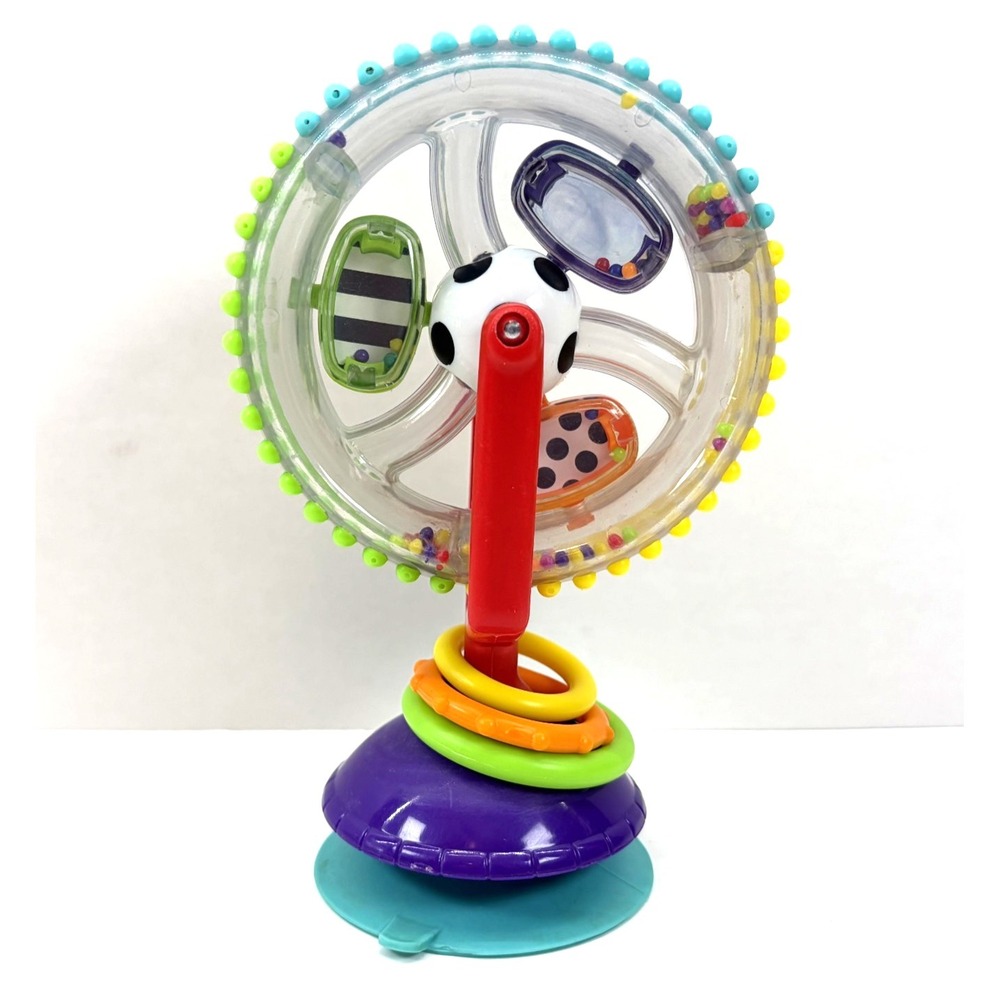 Baby Sensory Suction Spinner Wheel Toy Sassy Wonder Wheel High Chair Walker EUC